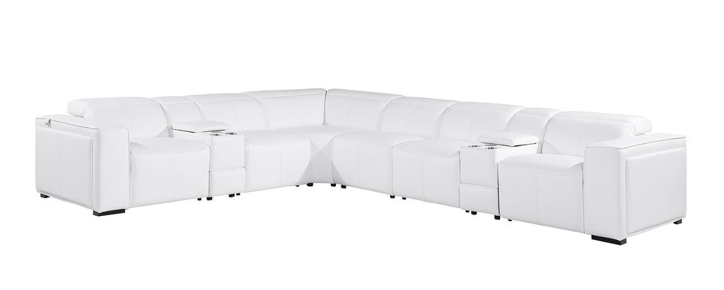 1224 Divanitalia 8-Piece L-Shaped Sectional Sofa in Top Grain Italian Leather with 3 Power Recliners & Power Headrests - White - SKU 1224-WHITE-8PC-3PWR-SECTIONAL - view 3