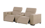 1208 Genuine Leather Dual Power Reclining Console Loveseat