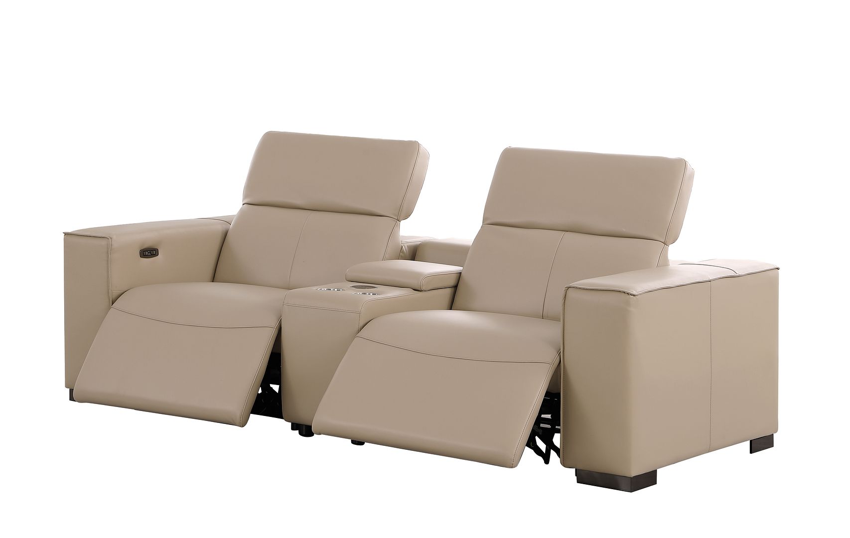 1208 Genuine Leather Dual Power Reclining Console Loveseat
