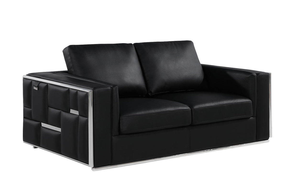 1130 Divanitalia Loveseat in Top-grain Italian Leather - Black - SKU 1130-BLACK-L - view 2