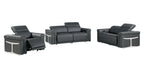1126 Divanitalia Power Reclining Sofa, Loveseat & Chair Set in Top Grain Italian Leather with 5 Power Recliners & Power Headrests - Dark Grey - SKU 1126-DARK GREY-3PC - view 2