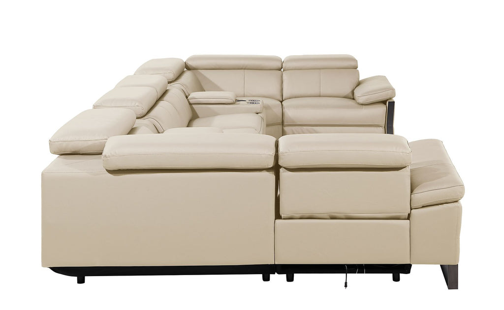 1246 Divanitalia 8-Piece U-Shaped Modular Power Reclining Sectional Sofa with 2 Power Recliners and Power Headrests - Top Grain Italian Leather