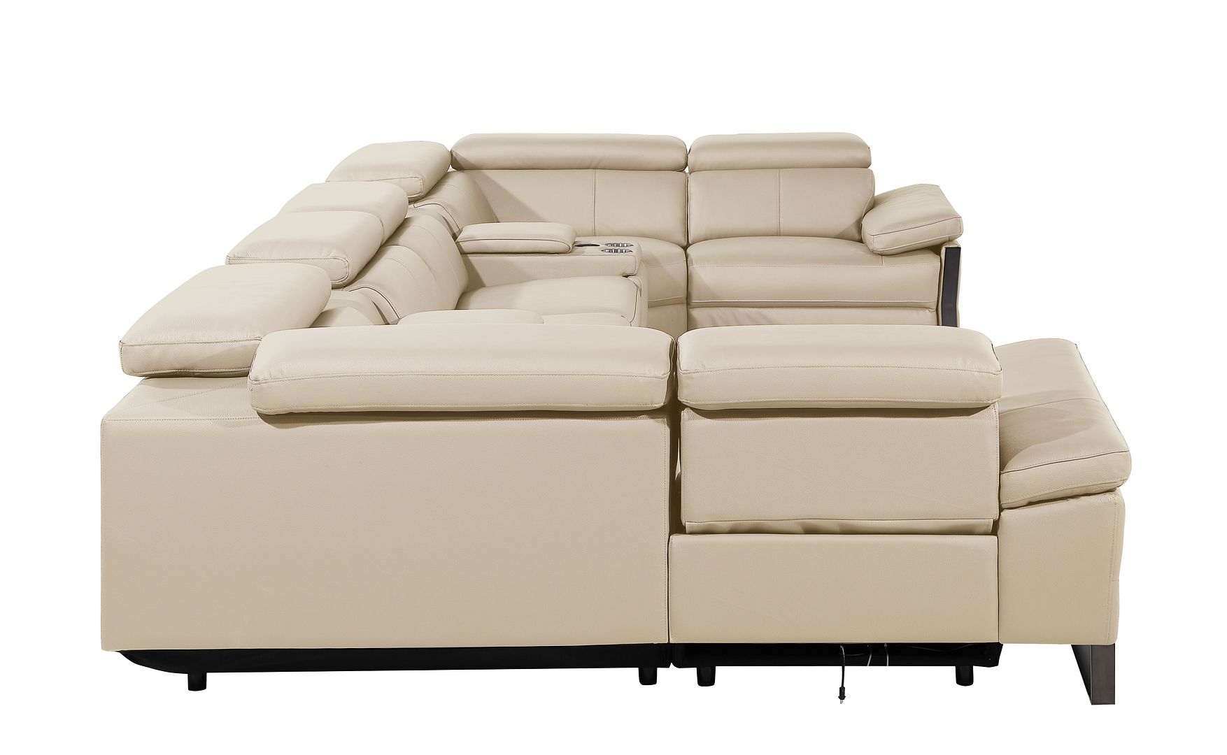 1246 Divanitalia 8-Piece U-Shaped Modular Power Reclining Sectional Sofa with 2 Power Recliners and Power Headrests - Top Grain Italian Leather