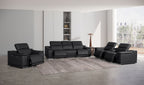 9762 Divanitalia 7-Piece Modular Power Reclining Sofa, Loveseat and Chair Set with 5 Power Recliners in Top Grain Italian Leather - Black - SKU 9762-BLACK-7.5-HT-3PC - view 2