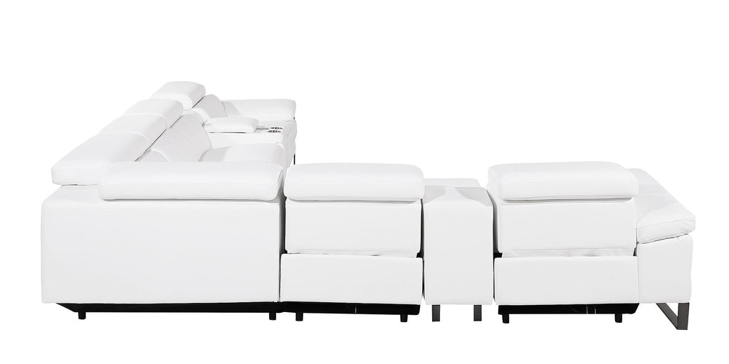 1246 Divanitalia 8-Piece L-Shaped Modular Power Reclining Sectional Sofa with 4 Power Recliners and Power Headrests - Top Grain Italian Leather