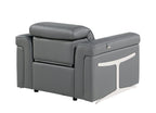 1126 Divanitalia Top Grain Italian Leather Power Reclining Chair with Power Headrests - Dark Grey - SKU 1126-DK-GREY-CH - view 3