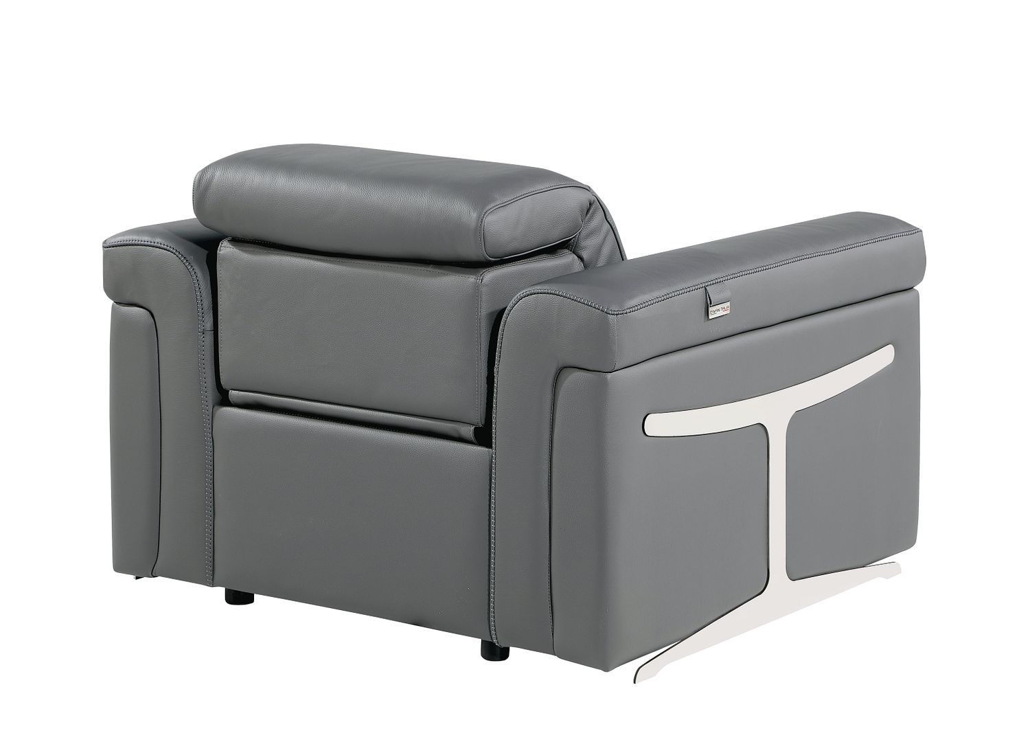 1126 Divanitalia Top Grain Italian Leather Power Reclining Chair with Power Headrests - Dark Grey - SKU 1126-DK-GREY-CH - view 3