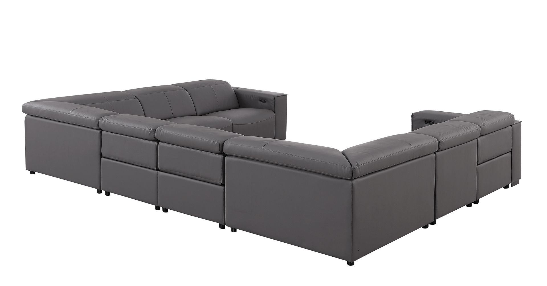 1208 8 Piece U-Shaped Leather Sectional Sofa with 4 Power Recliners & Power Headrests