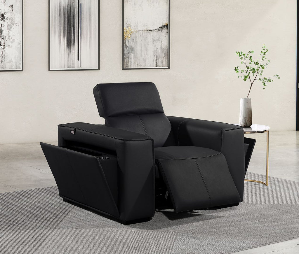 1126 Divanitalia Top Grain Italian Leather Power Reclining Chair with Power Headrests