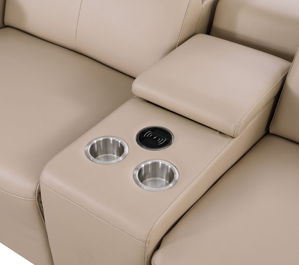 1208 8 Piece U-Shaped Leather Sectional Sofa with 4 Power Recliners & Power Headrests