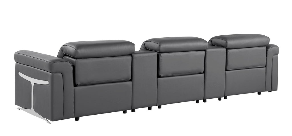 1126 Divanitalia 5-Piece Modular Power Reclining Sofa in Top Grain Italian Leather with 3 Power Recliners & Power Headrests