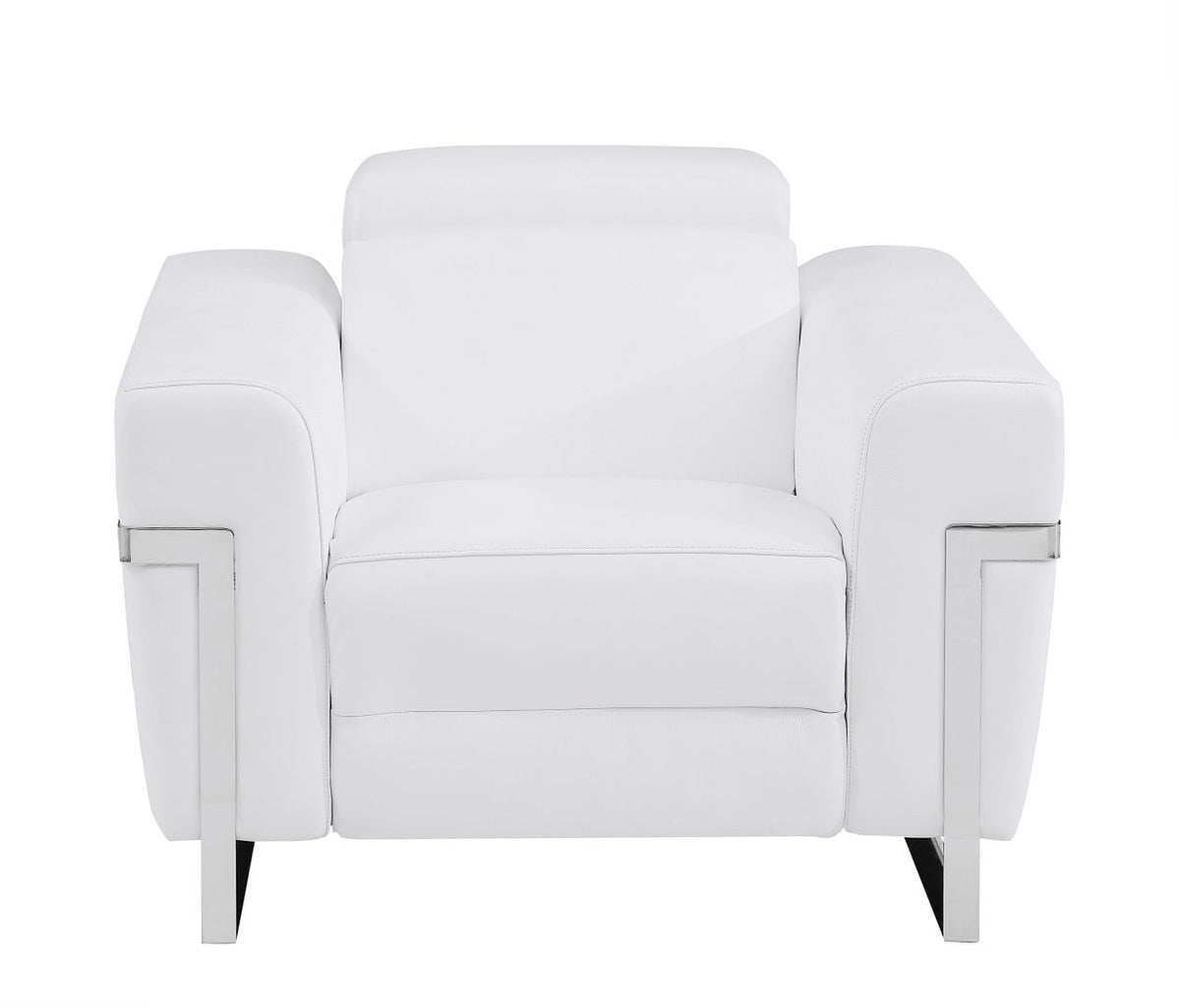 990 Divanitalia Power Reclining Arm Chair with Power Headrest in Top-grain Italian Leather - White - SKU 990-WHITE-CH