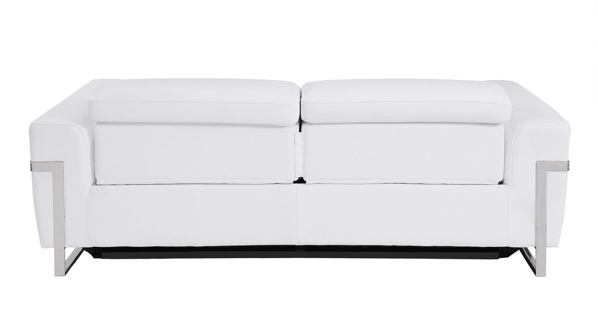 990 Divanitalia Power Reclining Sofa with Power Headrest in Top-grain Italian Leather - White - SKU 990-WHITE-S - view 4