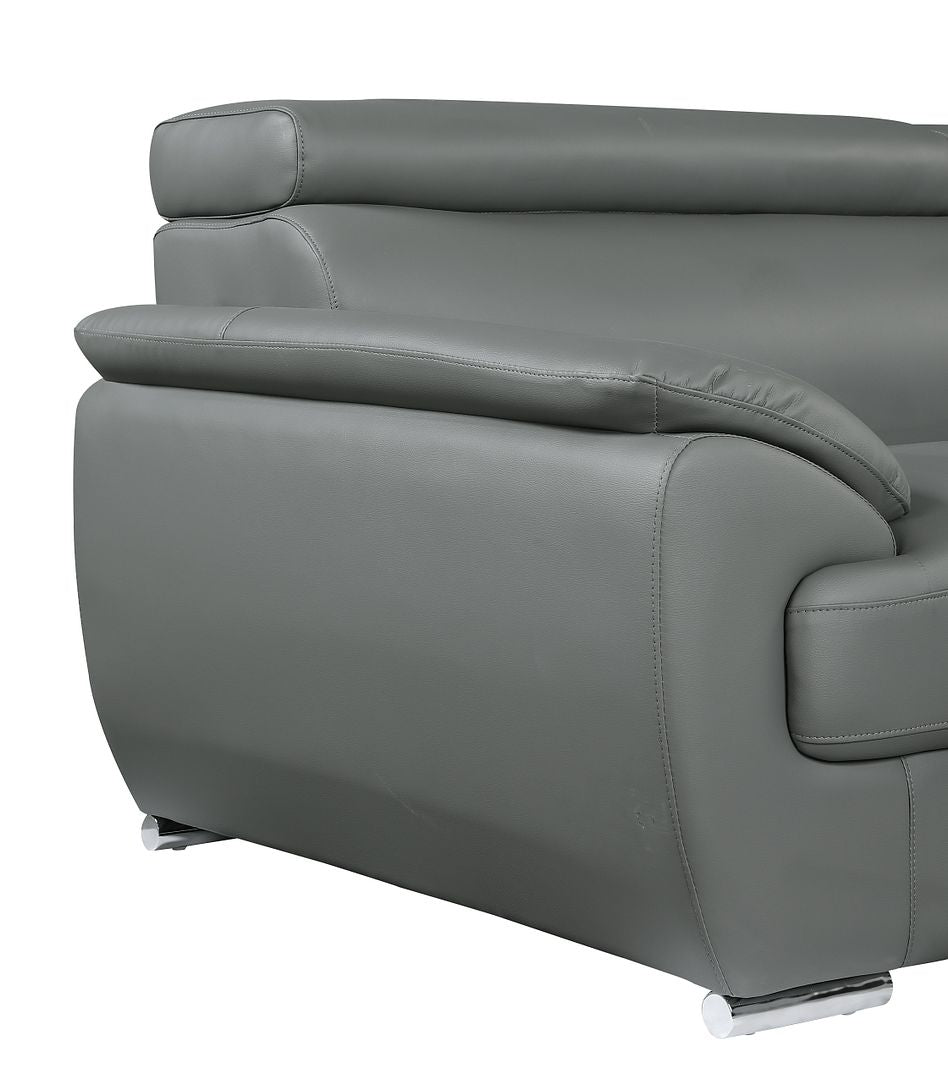 4571 Modern Genuine Leather Loveseat - Dark Grey - SKU 4571-L-GREY - view 6