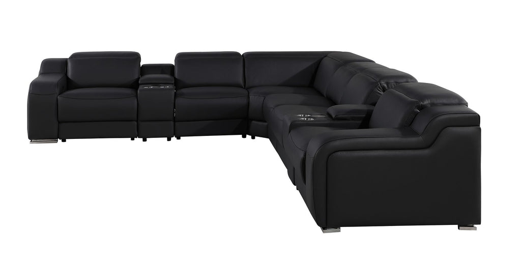 1116 Divanitalia 8-Piece L-Shaped Sectional Sofa in Top Grain Italian Leather with 4 Power Recliners & Power Headrests - Black - SKU 1116-BLACK-8PC-4PWR-SECTIONAL - GROUP - view 6