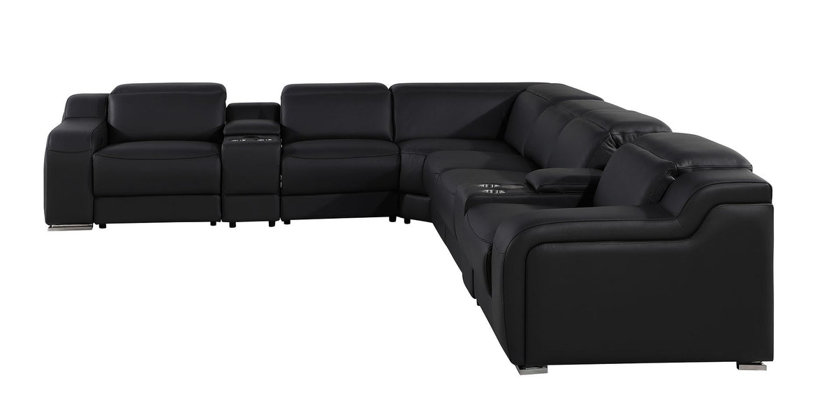 1116 Divanitalia 8-Piece L-Shaped Sectional Sofa in Top Grain Italian Leather with 4 Power Recliners & Power Headrests - Black - SKU 1116-BLACK-8PC-4PWR-SECTIONAL - GROUP - view 6