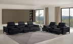 1246 Divanitalia Modular Power Reclining Dual Console Sofa and Console Loveseat Set with Power Headrests - Top Grain Italian Leather - Black - SKU 1246-BLACK-8.5-HT-2PC - view 2
