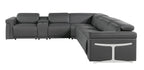 1126 Divanitalia 7-Piece L-Shaped Sectional Sofa in Top Grain Italian Leather with 4 Power Recliners & Power Headrests - Dark Grey - SKU 1126-DK-GREY-SEC-7PC-4PWR-SECTIONAL-GROUP - view 5