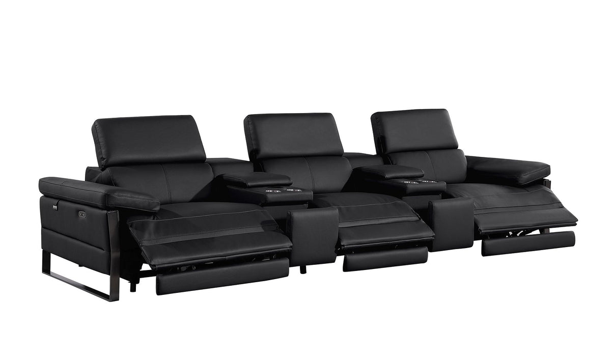 1246 Divanitalia Modular Power Reclining Dual Console Sofa and Console Loveseat Set with Power Headrests - Top Grain Italian Leather - Black - SKU 1246-BLACK-8.5-HT-2PC - view 6