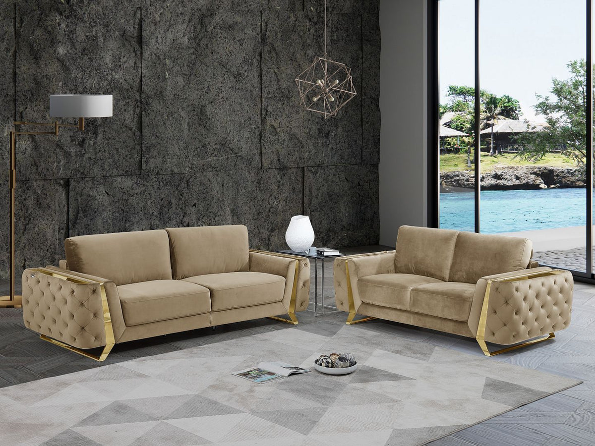 1051 Two piece sofa and loveseat set avaialble in Dark Grey and Cream, Divanitalia collection by Classic2odern