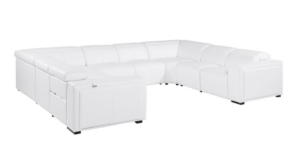 1224 Divanitalia 8-Piece L-Shaped Sectional Sofa in Top Grain Italian Leather with 4 Power Recliners & Power Headrests