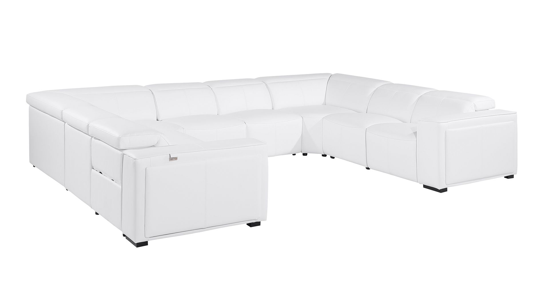 1224 Divanitalia 8-Piece L-Shaped Sectional Sofa in Top Grain Italian Leather with 4 Power Recliners & Power Headrests