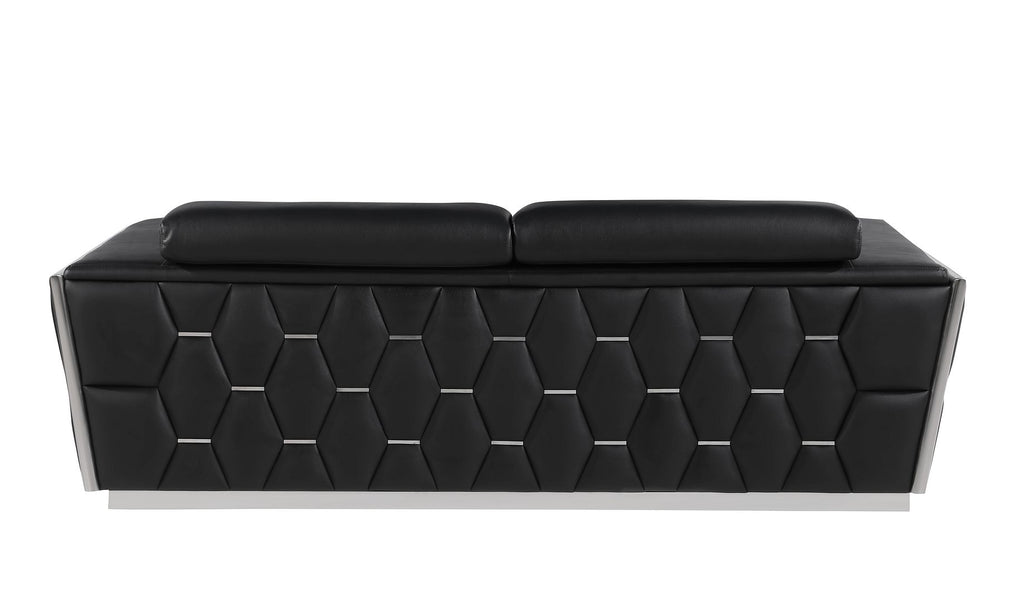 1111 Divanitalia Sofa with Adjustable Headrest in Top-grain Italian Leather - Black - SKU 1111-BLACK-S - view 4