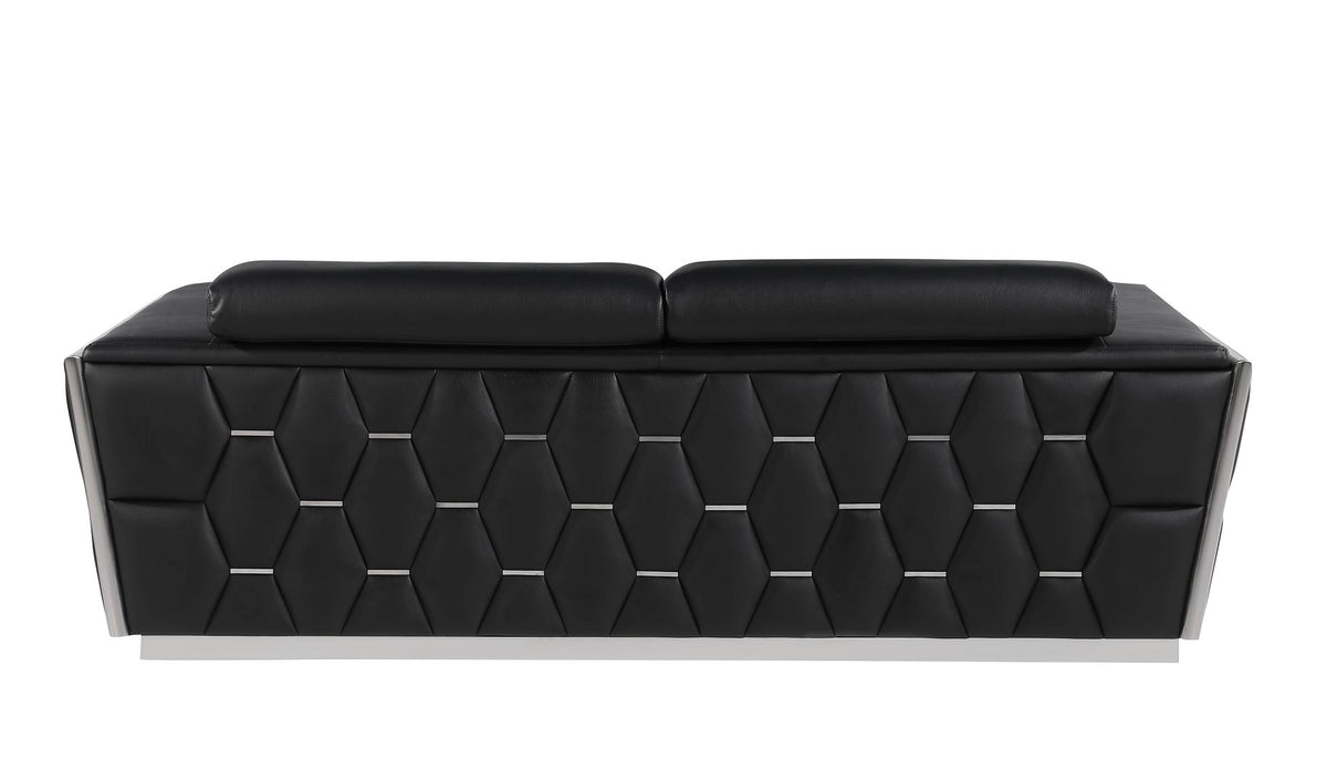 1111 Divanitalia Sofa with Adjustable Headrest in Top-grain Italian Leather - Black - SKU 1111-BLACK-S - view 4