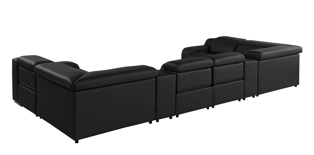 1116 Divanitalia 8-Piece U-Shaped Sectional Sofa in Top Grain Italian Leather with 4 Power Recliners & Power Headrests - Black - SKU 1116-BLACK-8PC-4PWR-U-SECTIONAL-GROUP - view 8