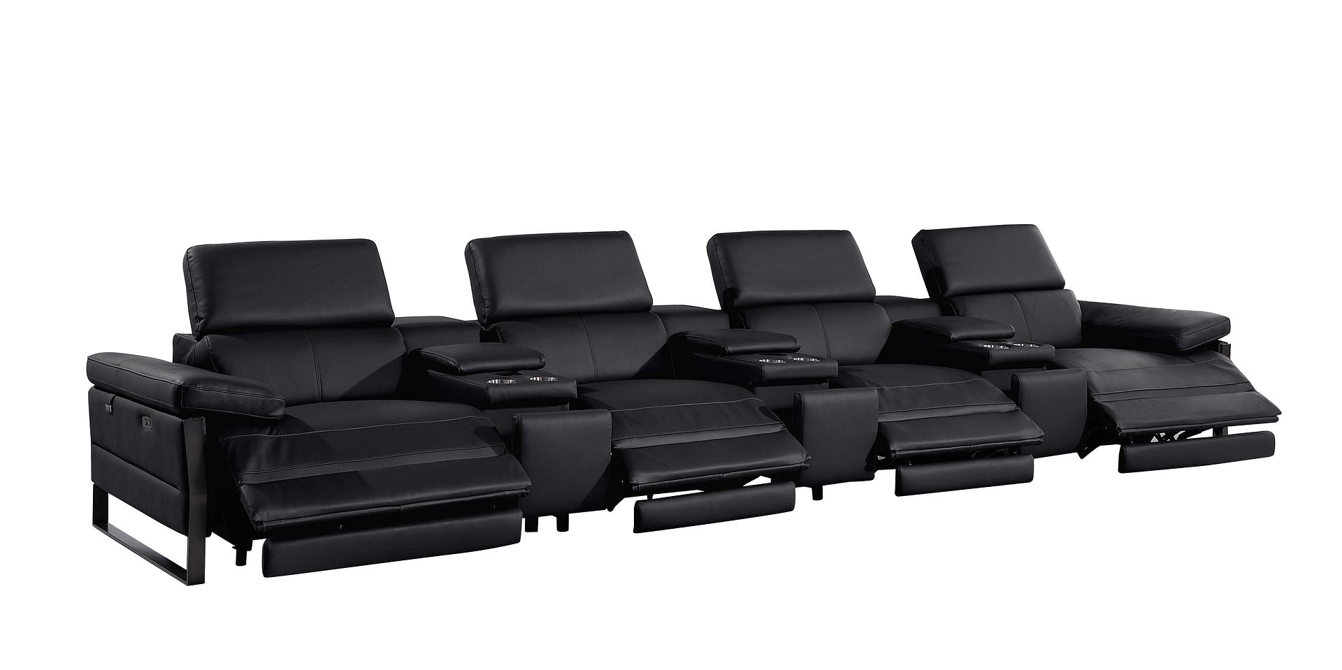 1246 Divanitalia Modular Power Triple Reclining Triple Console Sofa with Power Reclining Headrests - Top Grain Italian Leather