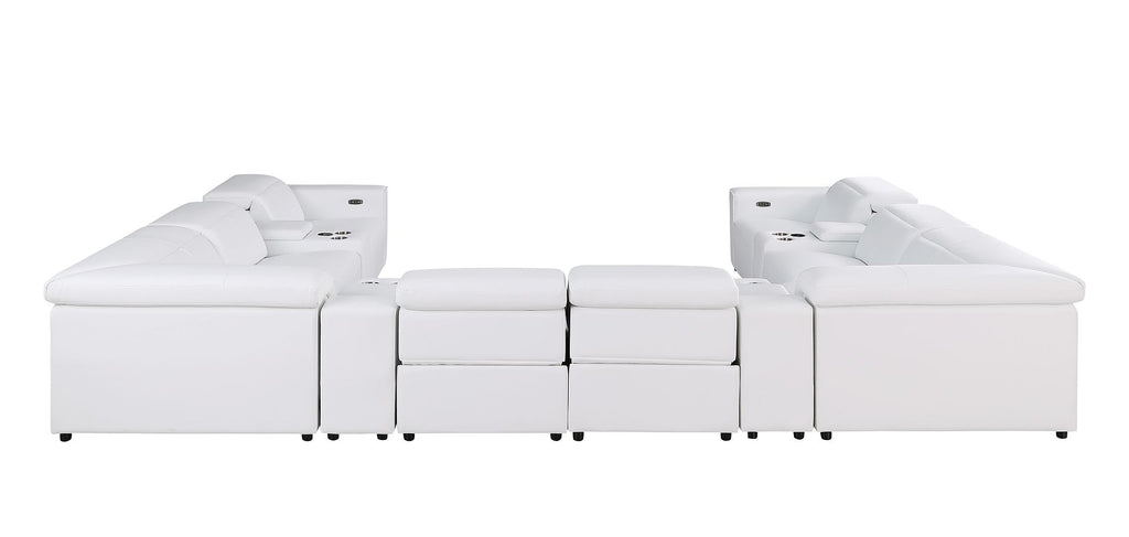 1208 12 Piece U-Shaped Leather Sectional Sofa with 4 Power Recliners & Power Headrest