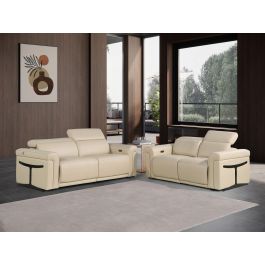 1126 Divanitalia Power Reclining Sofa and Loveseat Set in Top Grain Italian Leather with 4 Power Recliners & Power Headrests