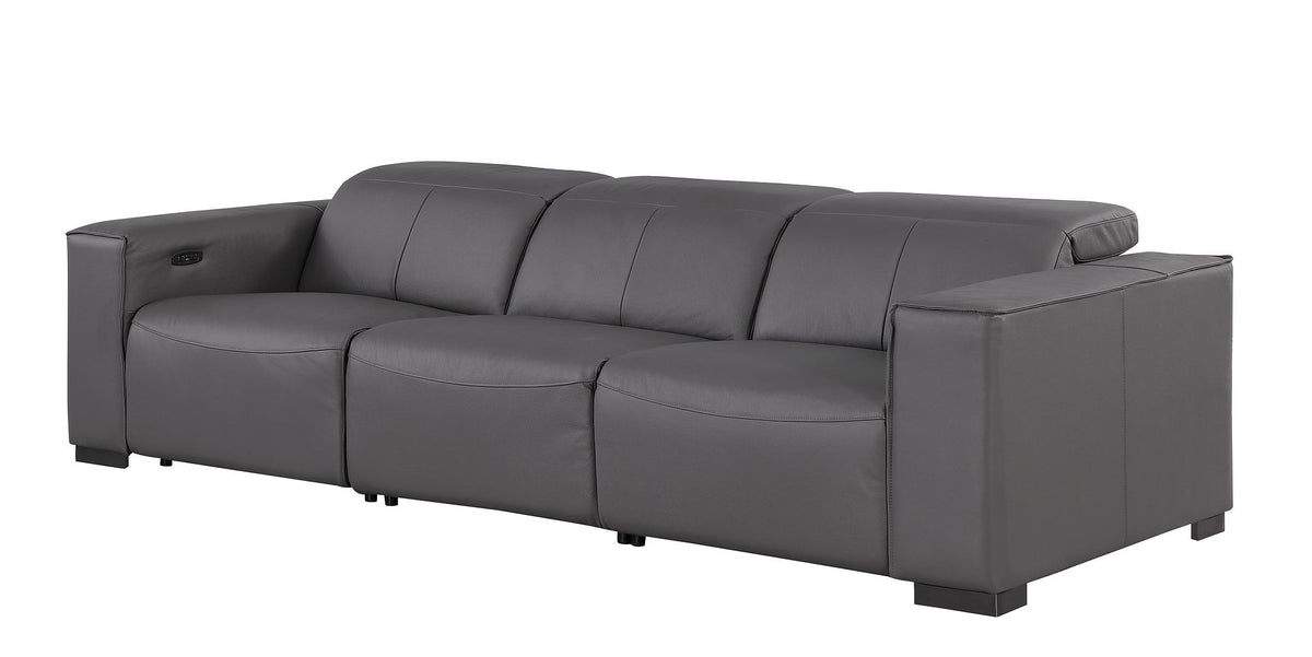 1208 Modular Leather Set with 6 Power Recliners & Power Headrests - Dark Grey - SKU 1208-DK-GREY-7.6-HT-3PC - view 5