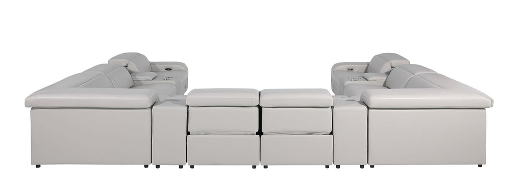 1116 Divanitalia 12-Piece U-Shaped Sectional Sofa in Top Grain Italian Leather with 4 Power Recliners & Power Headrests