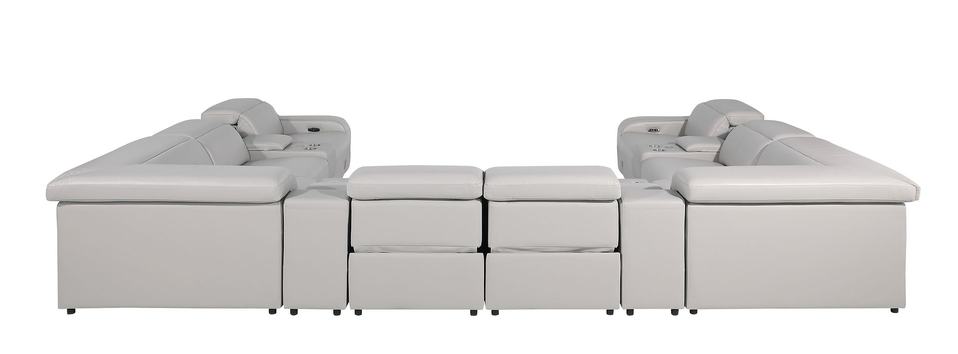 1116 Divanitalia 12-Piece U-Shaped Sectional Sofa in Top Grain Italian Leather with 4 Power Recliners & Power Headrests