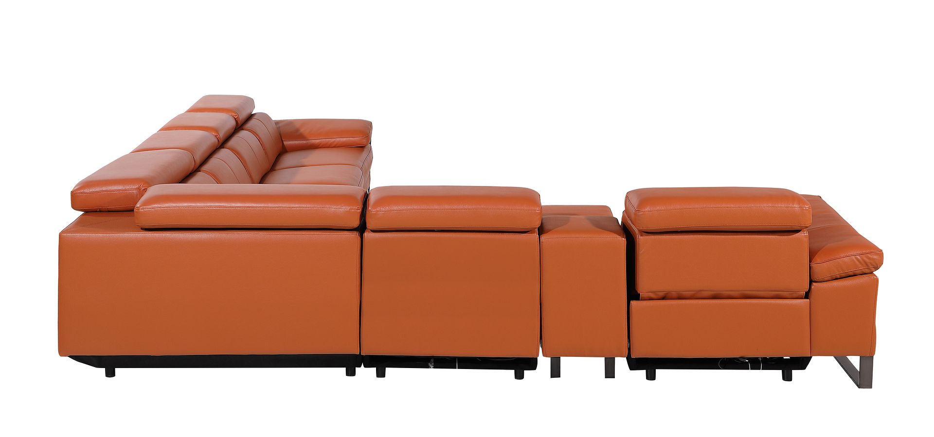 1246 Divanitalia 7-Piece L-Shaped Modular Power Reclining Sectional Sofa with 3 Power Recliners and Power Headrests - Top Grain Italian Leather
