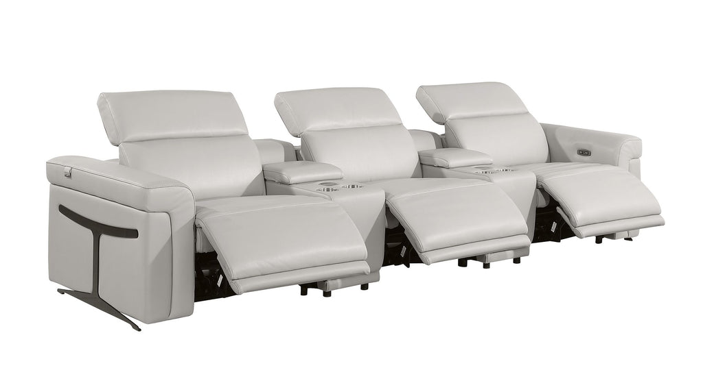 1126 Divanitalia 5-Piece Modular Power Reclining Sofa in Top Grain Italian Leather with 3 Power Recliners & Power Headrests