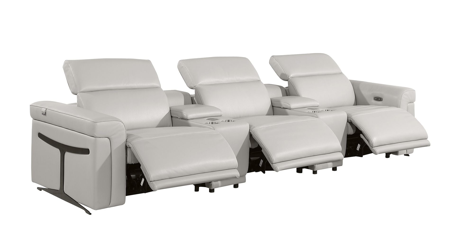 1126 Divanitalia 5-Piece Modular Power Reclining Sofa in Top Grain Italian Leather with 3 Power Recliners & Power Headrests