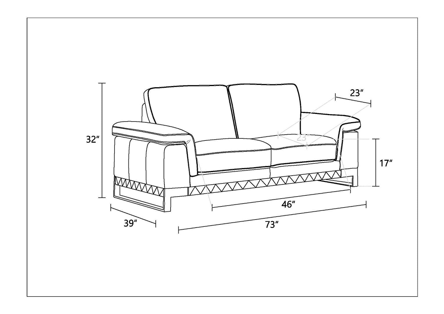 411 Divanitalia Loveseat in Top-grain Italian Leather