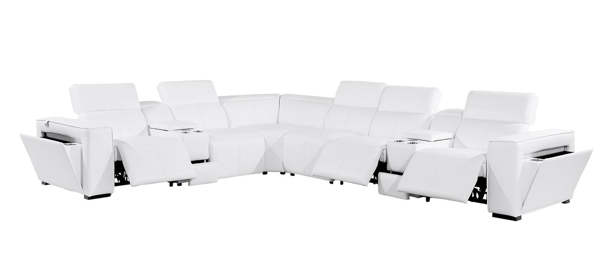 1224 Divanitalia 8-Piece L-Shaped Sectional Sofa in Top Grain Italian Leather with 3 Power Recliners & Power Headrests - White - SKU 1224-WHITE-8PC-3PWR-SECTIONAL - view 4