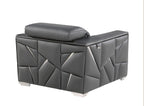 1120 Divanitalia 3-Piece Sofa Set with Adjustable Headrest in Top-grain Italian Leather - Dark Grey - SKU 1120-DK-GREY-3PC - view 11