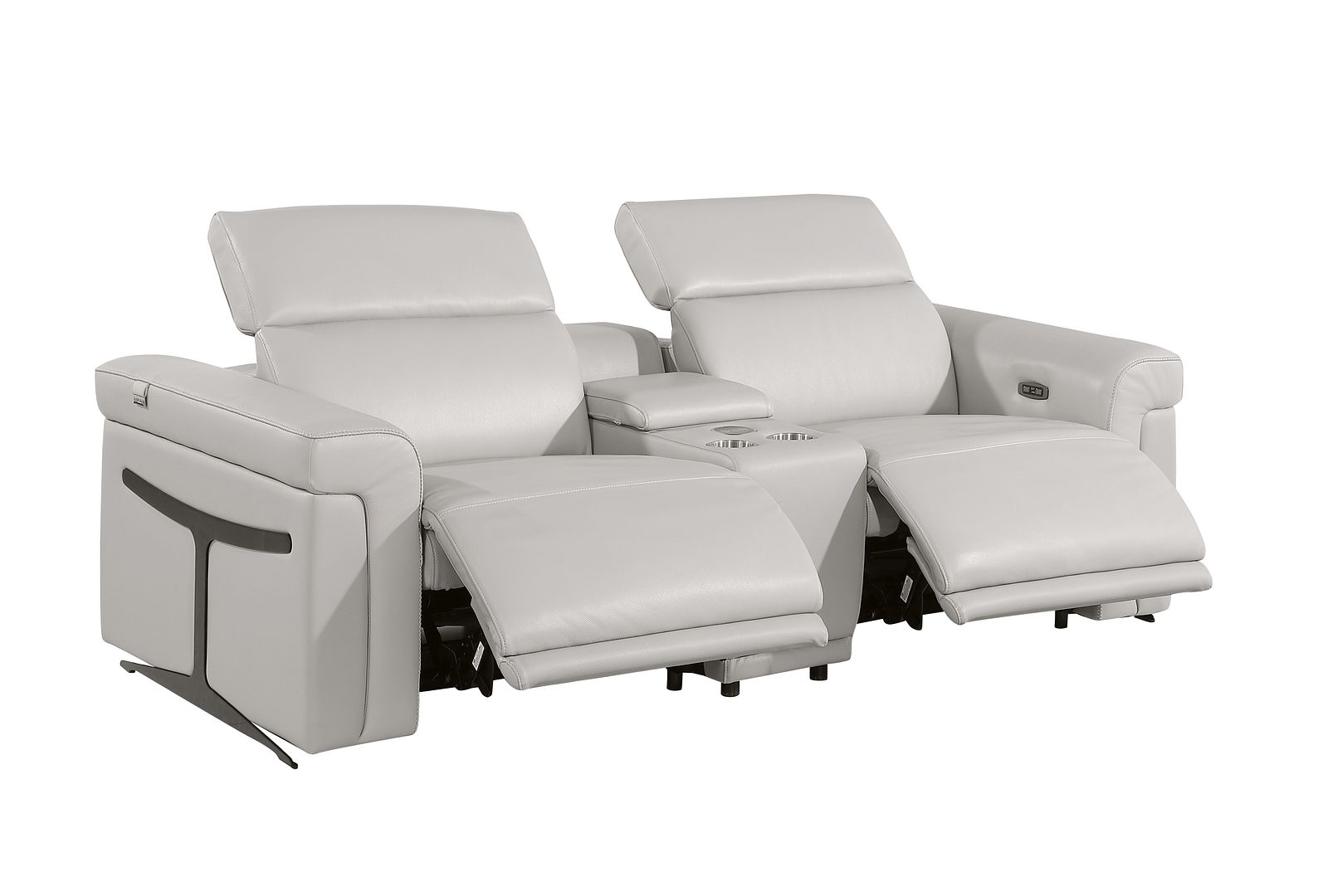 1126 Divanitalia 3-Piece Modular Power Reclining Loveseat in Top Grain Italian Leather with 2 Power Recliners & Power Headrests