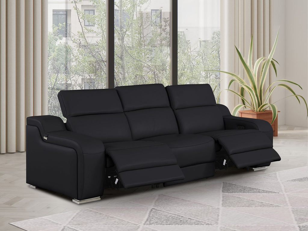 1116 Divanitalia 3-Piece Modular Power Reclining Sofa in Top Grain Italian Leather with 2 Power Recliners & Power Headrests