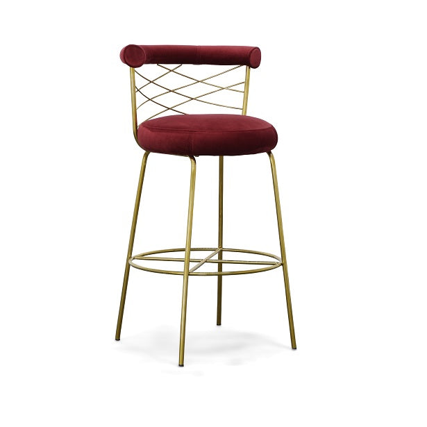 Dakin - Modern Glam Red & Gold Barstool