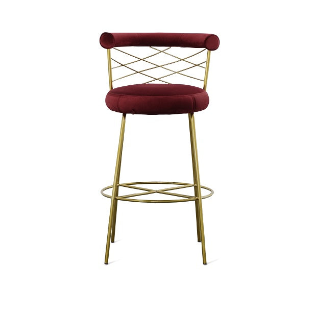 Dakin - Modern Glam Red & Gold Barstool