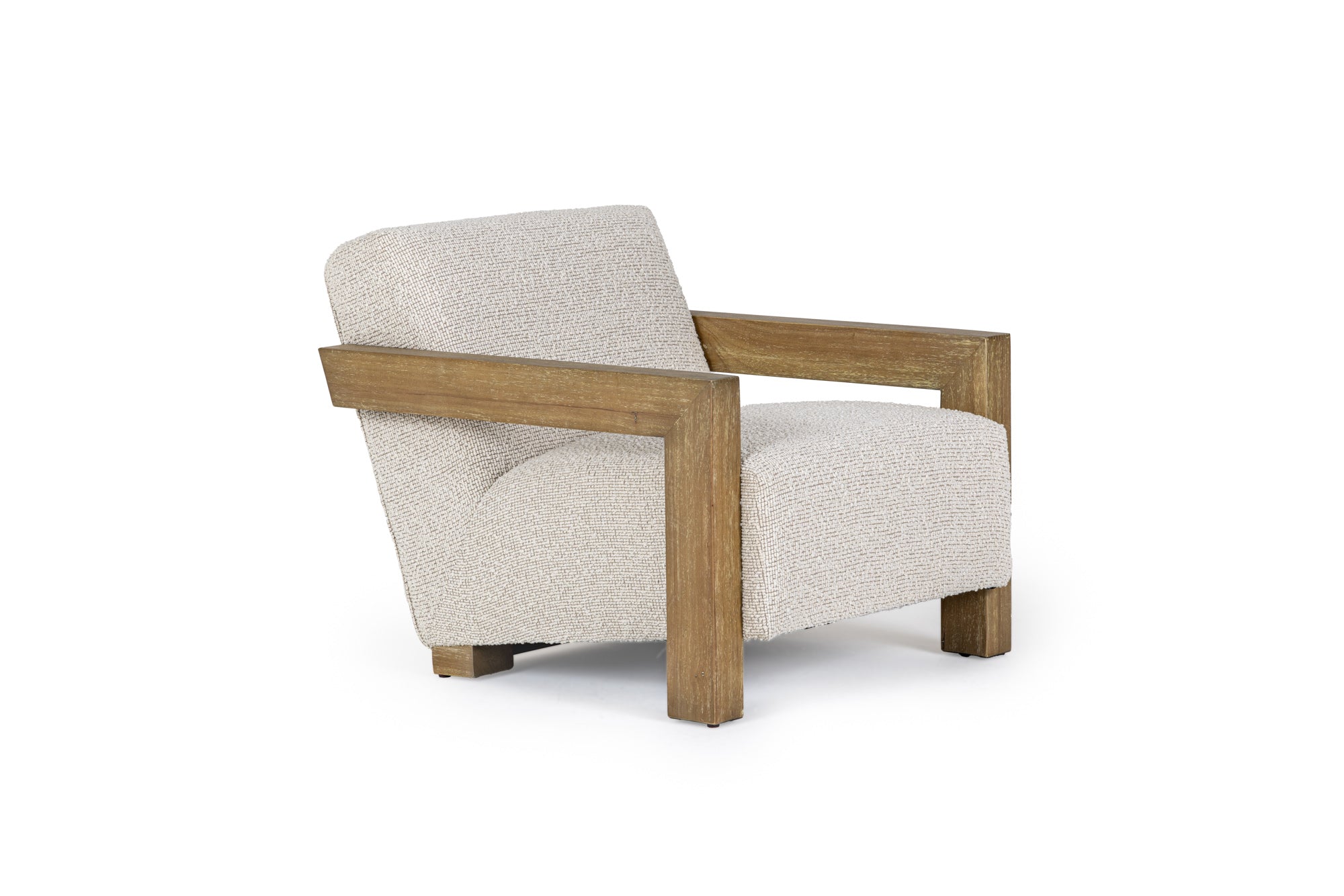 Modrest Dalhart - Modern Beige Fabric + Grey Wash Wood Accent Chair