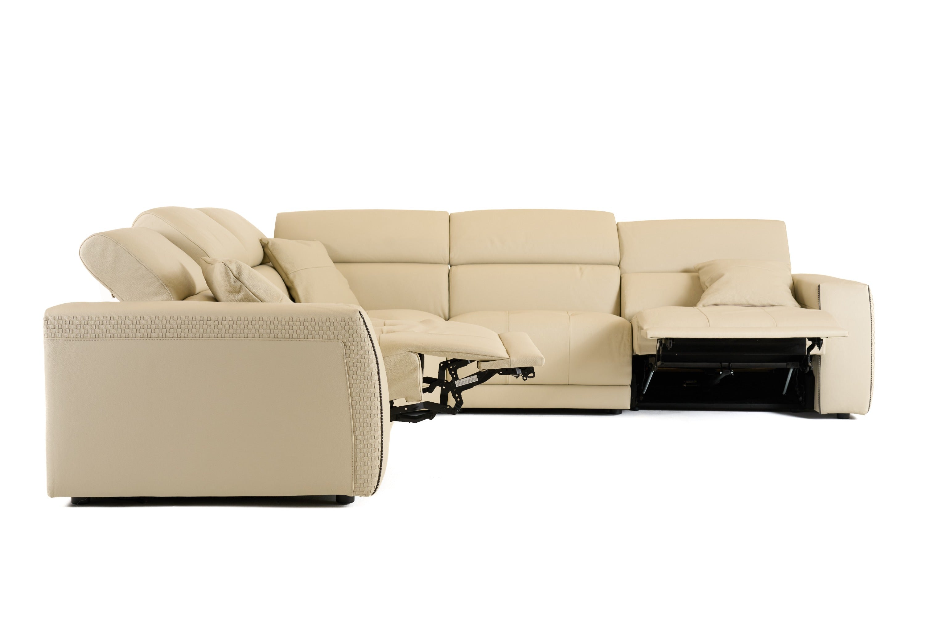 Dalton - Modern Italian Cream Leather Sectional Sofa + Recliners