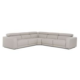 Dalton - Modern Italian Light Grey Leather Sectional + Recliners