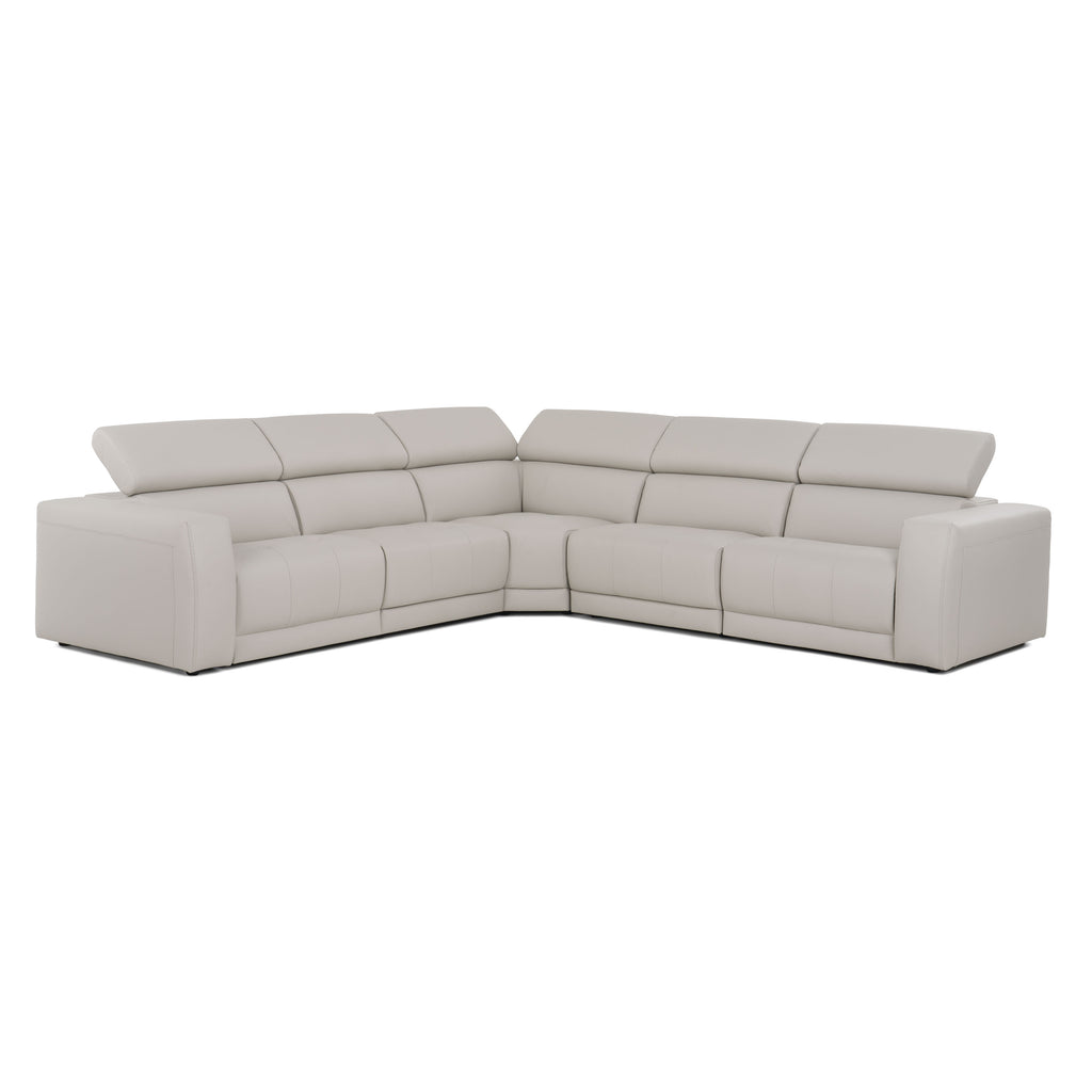 Dalton - Modern Italian Light Grey Leather Sectional + Recliners