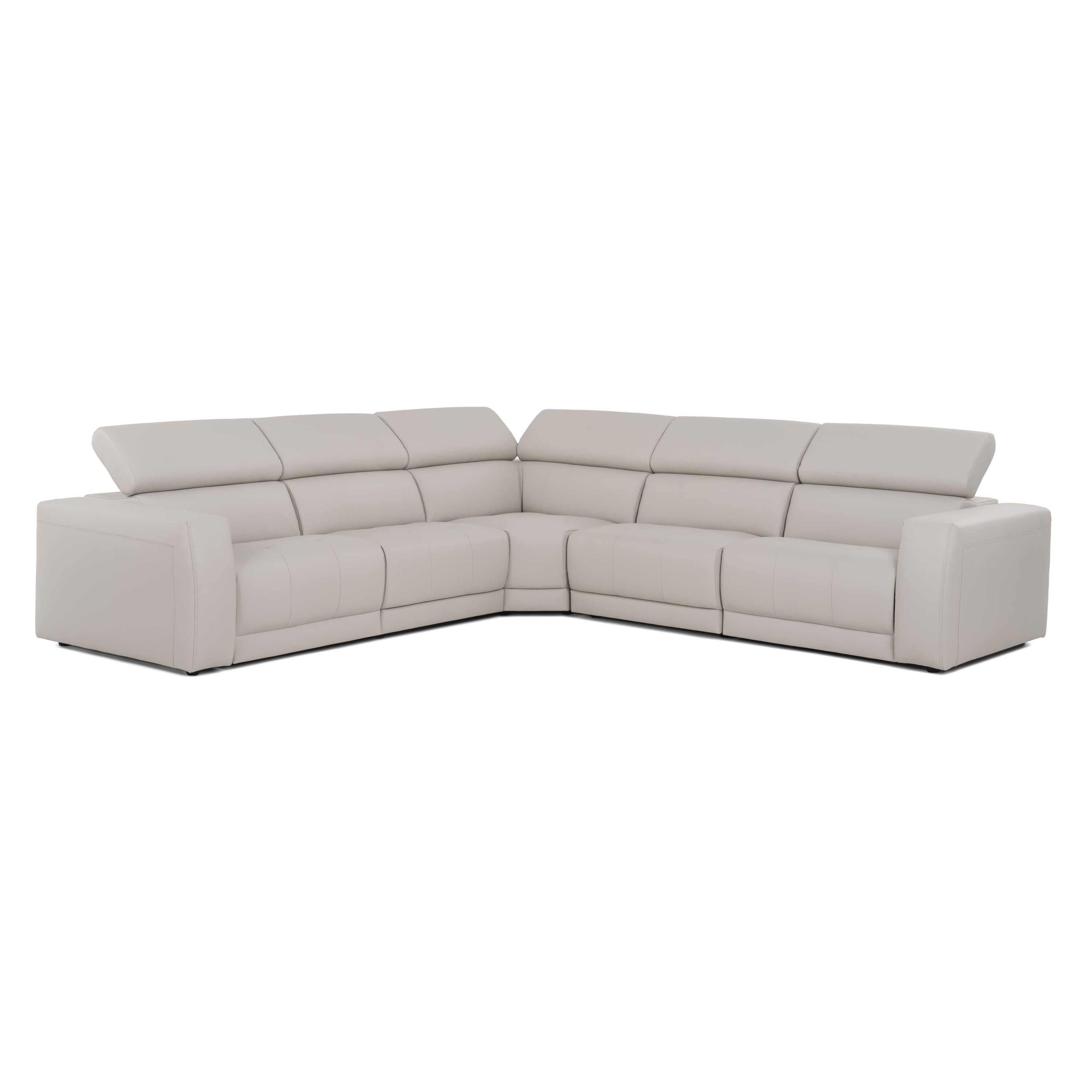 Dalton - Modern Italian Light Grey Leather Sectional + Recliners